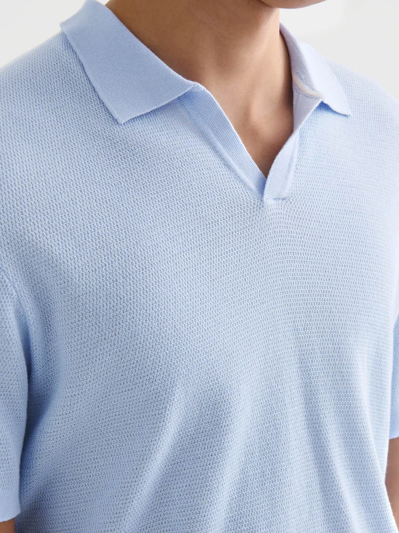 Polo maille col ouvert coton biologique