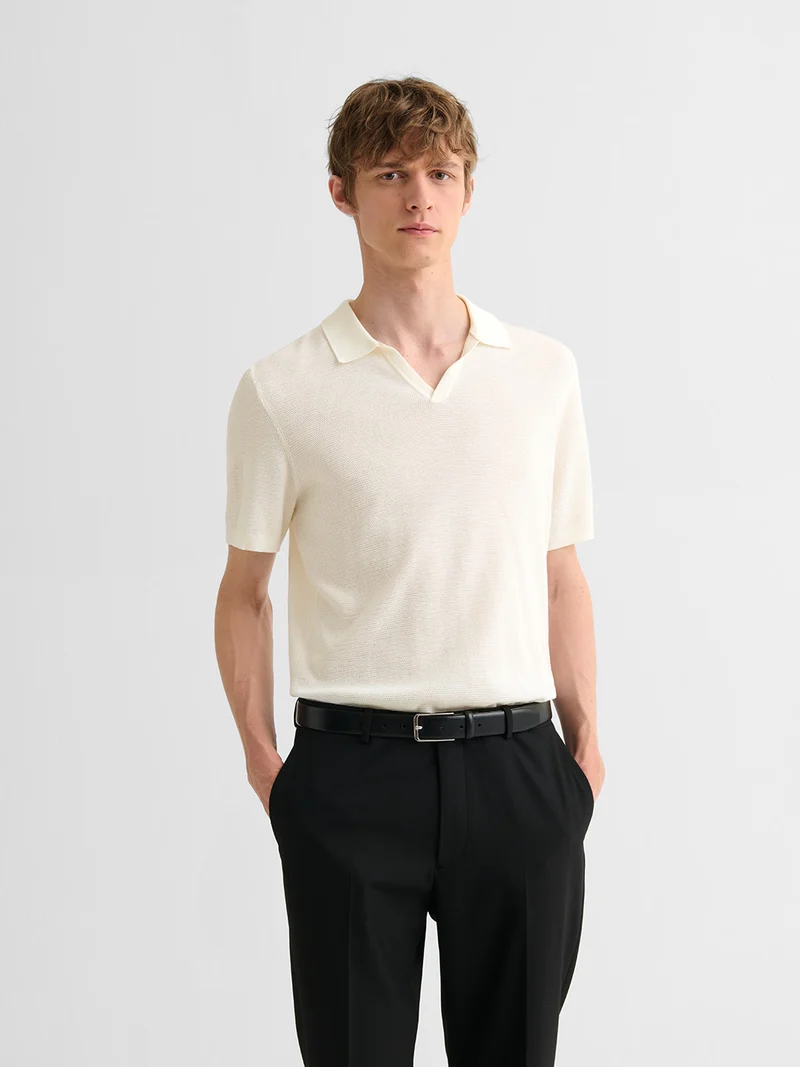 Polo maille col ouvert coton biologique