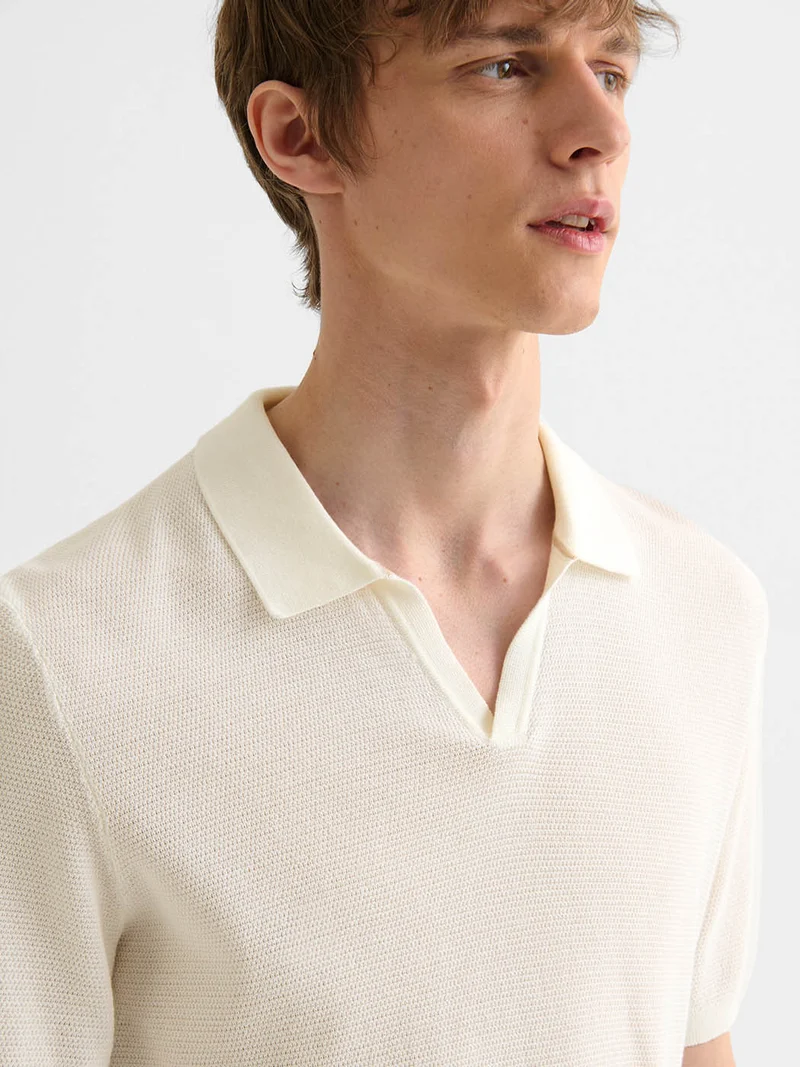 Polo maille col ouvert coton biologique