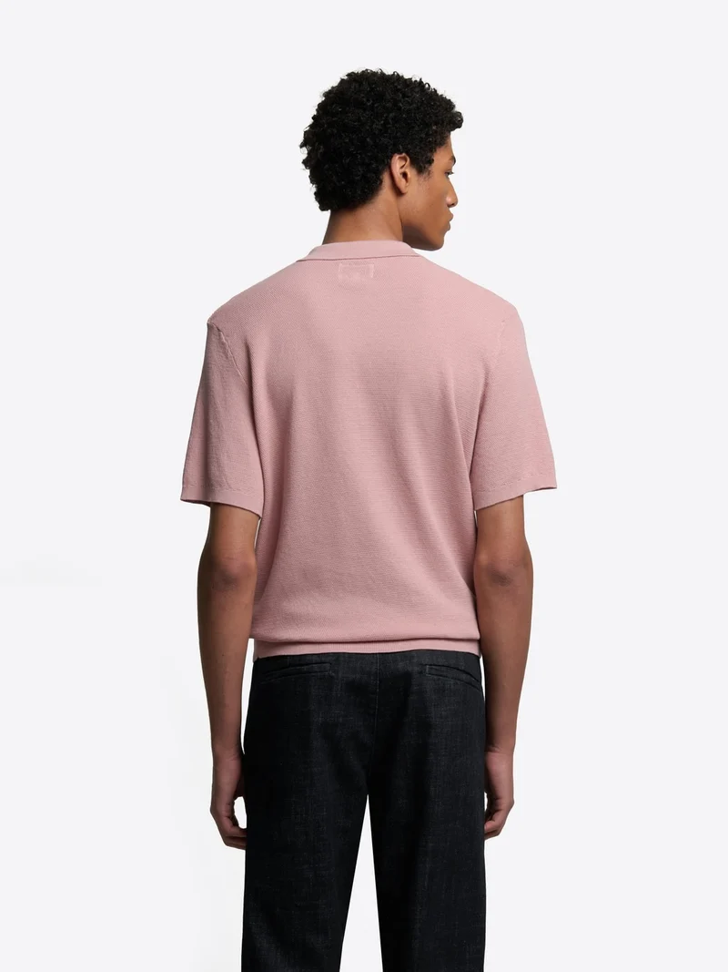 Polo maille col ouvert en coton bio