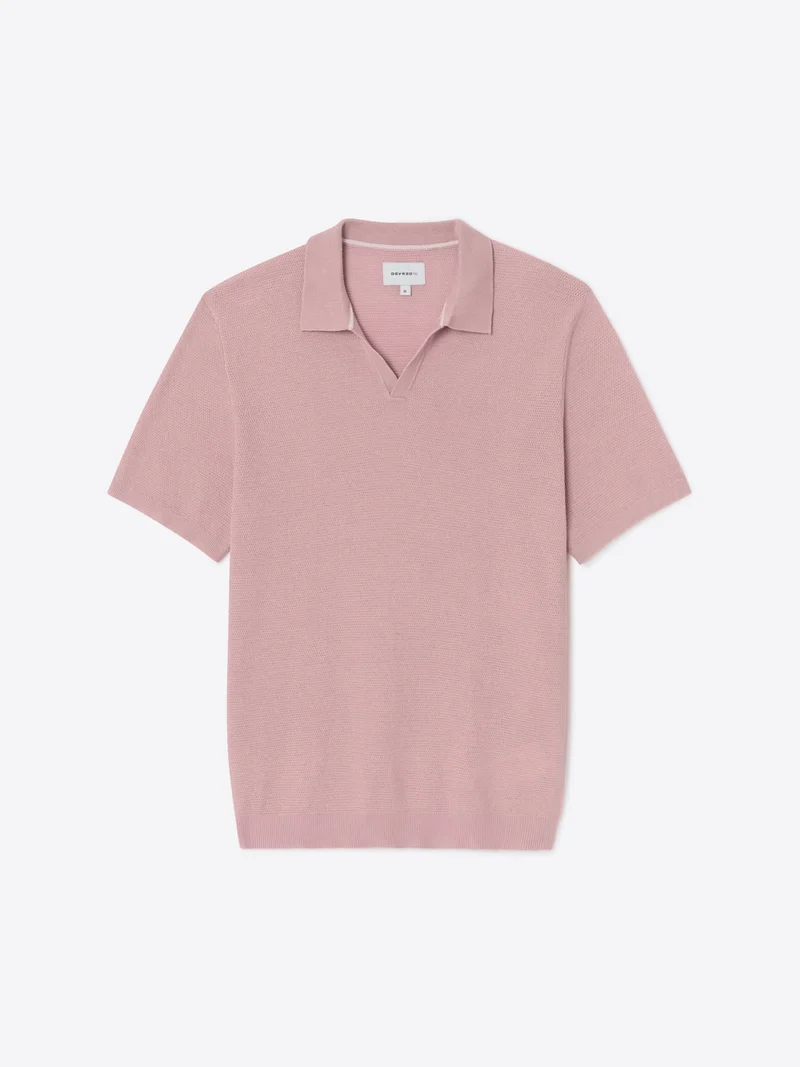 Polo maille col ouvert en coton bio