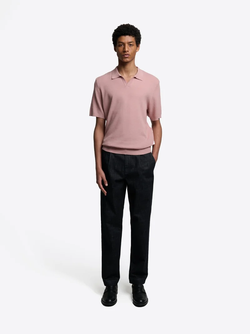 Polo maille col ouvert en coton bio