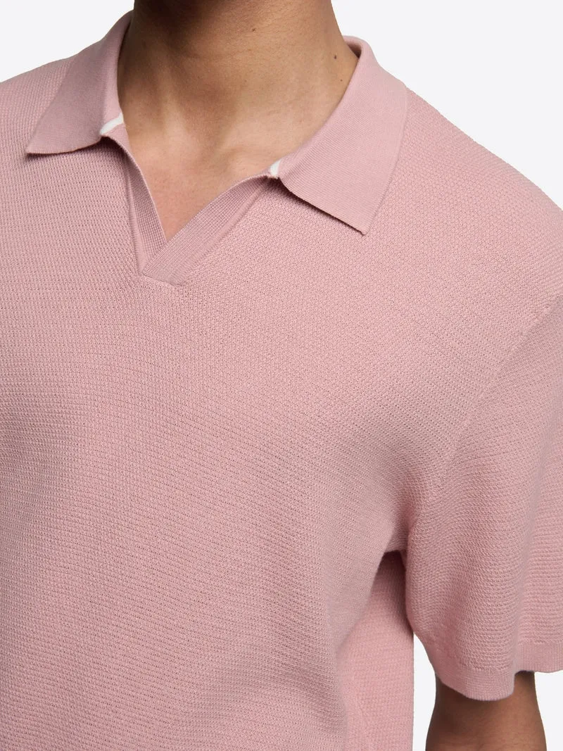 Polo maille col ouvert en coton bio