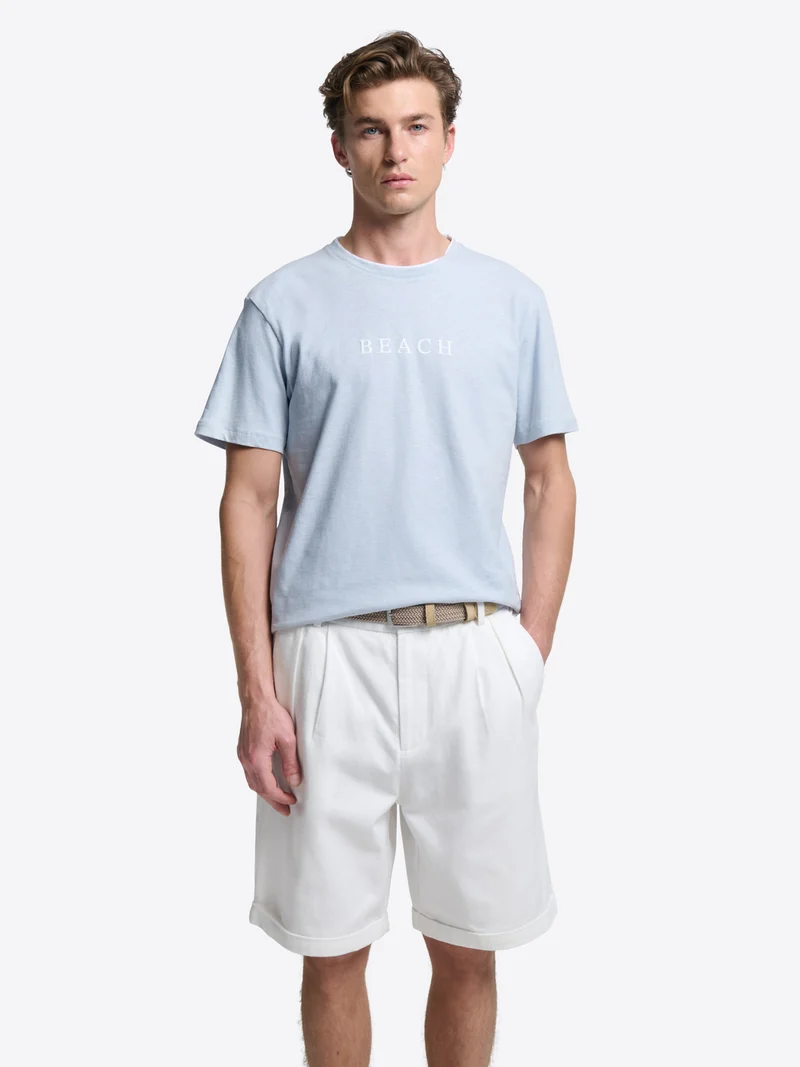 T-shirt col rond en coton lin