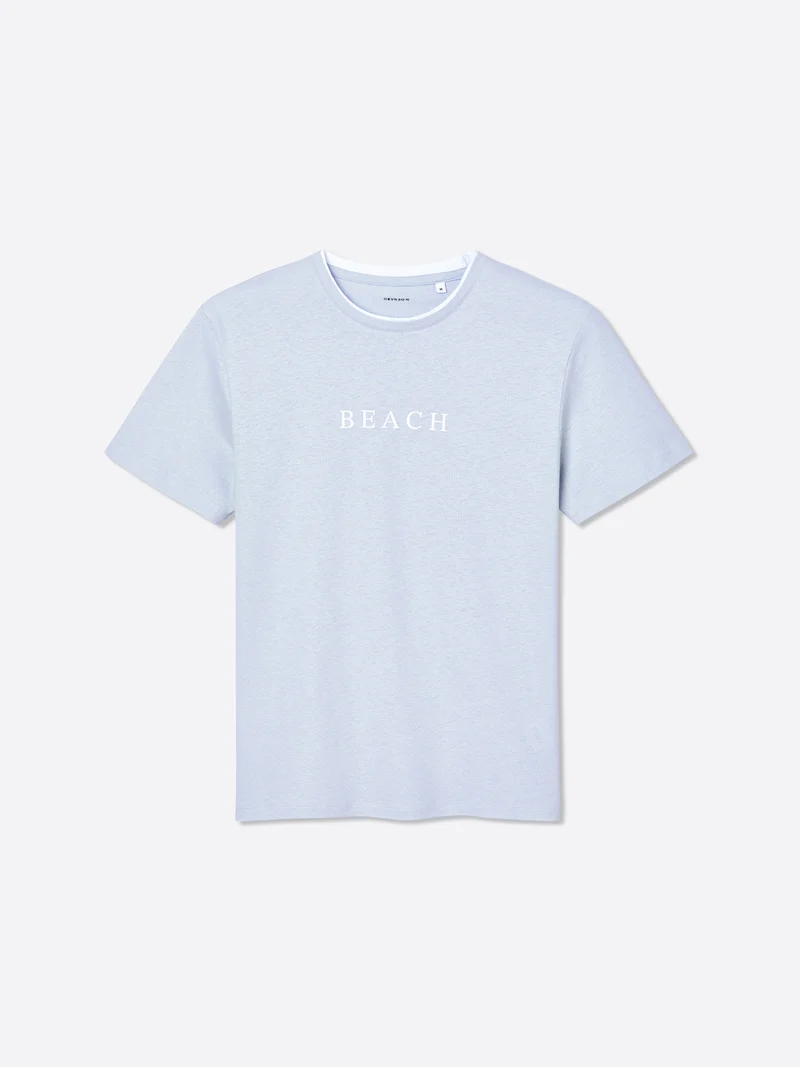 T-shirt col rond en coton lin