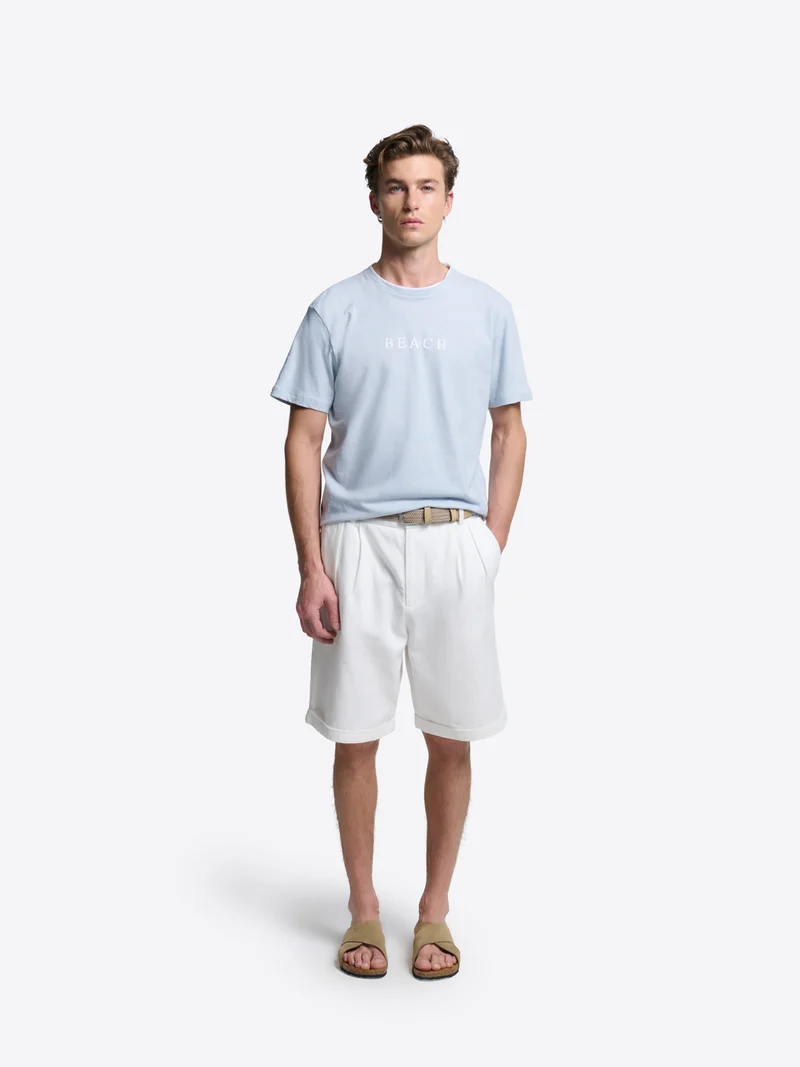 T-shirt col rond en coton lin