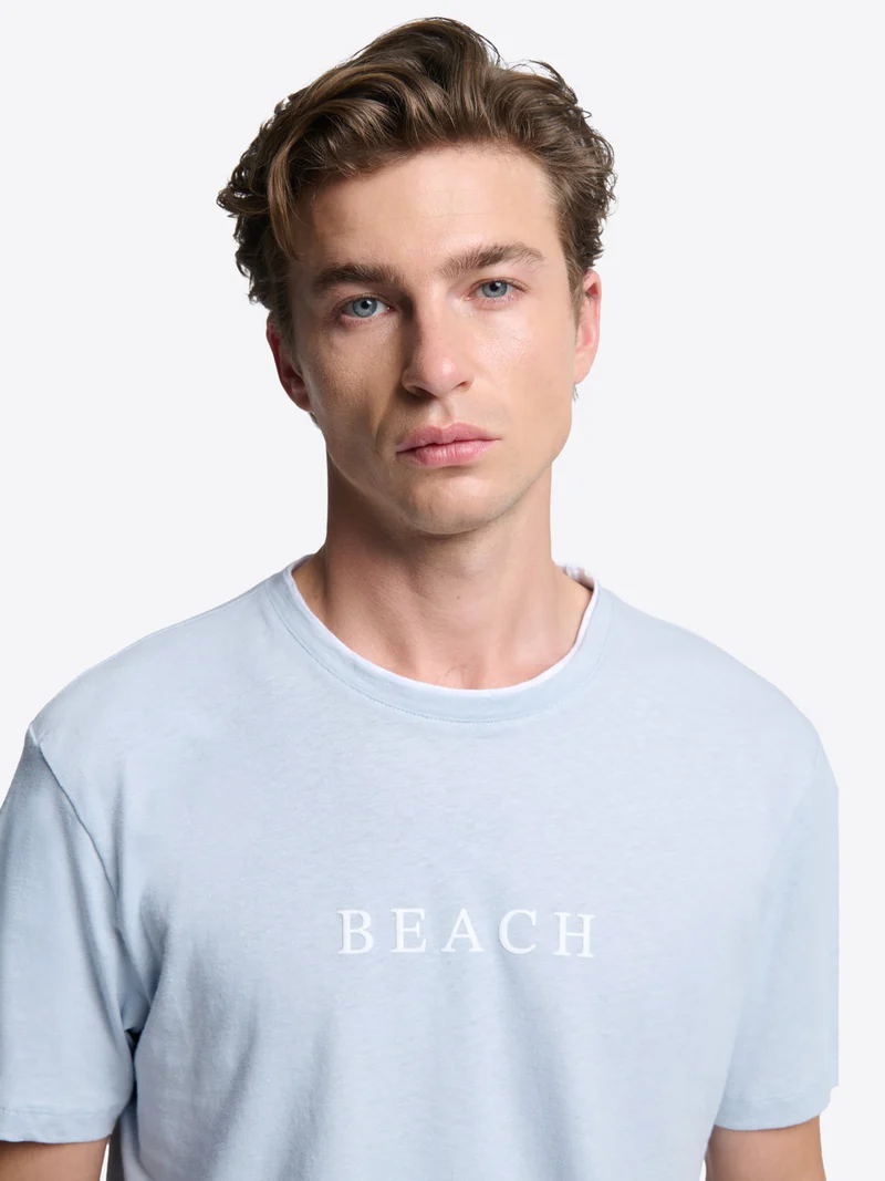 T-shirt col rond en coton lin
