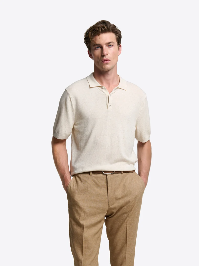 Polo col boutonné en maille