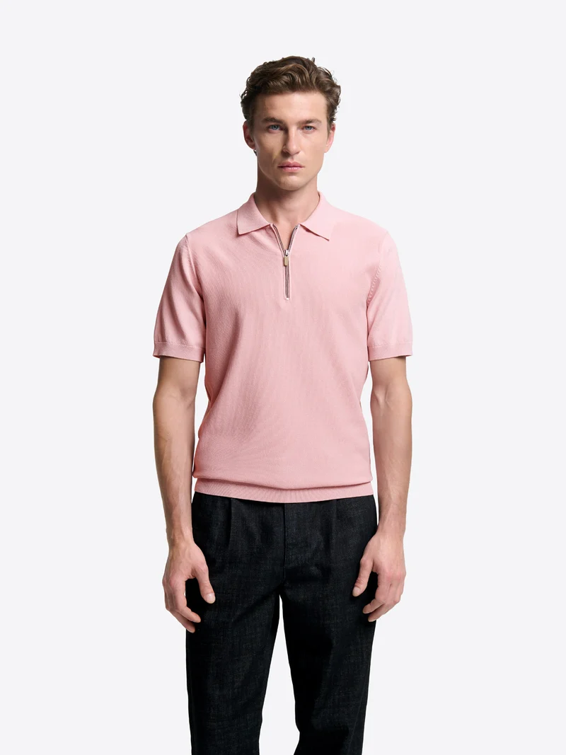 Polo maille col zippé
