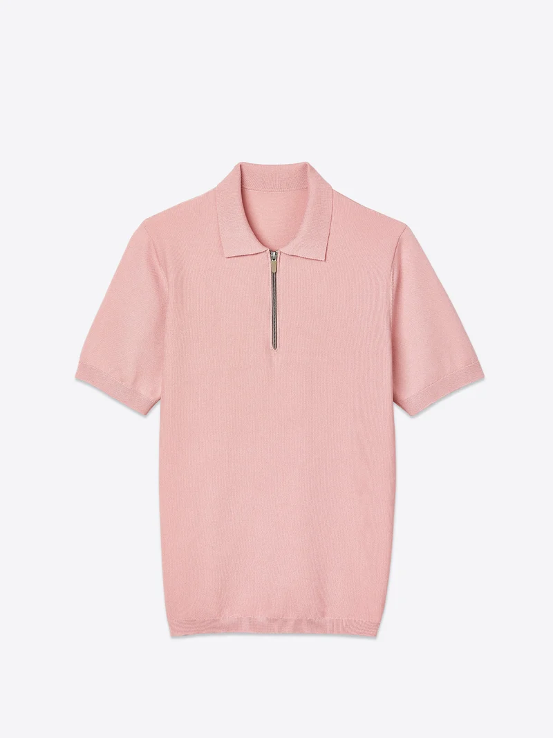 Polo maille col zippé