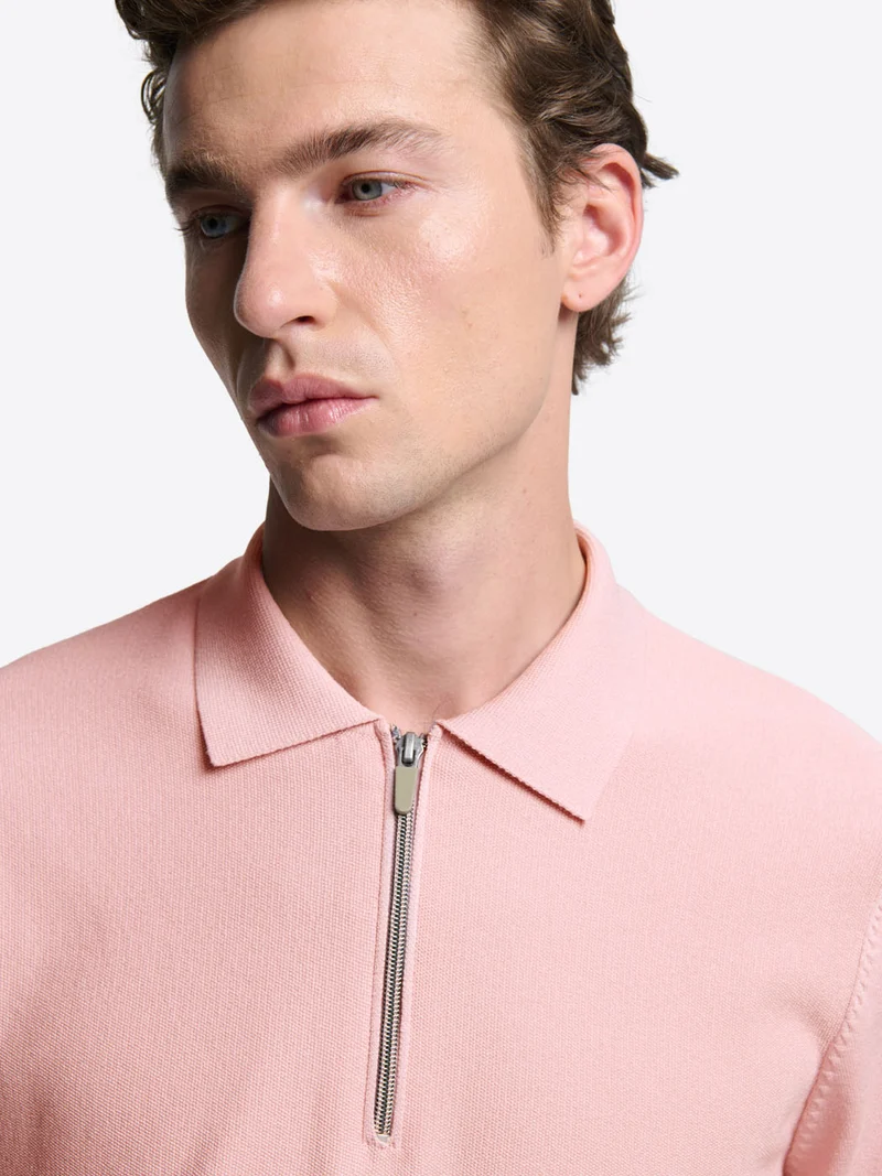 Polo maille col zippé
