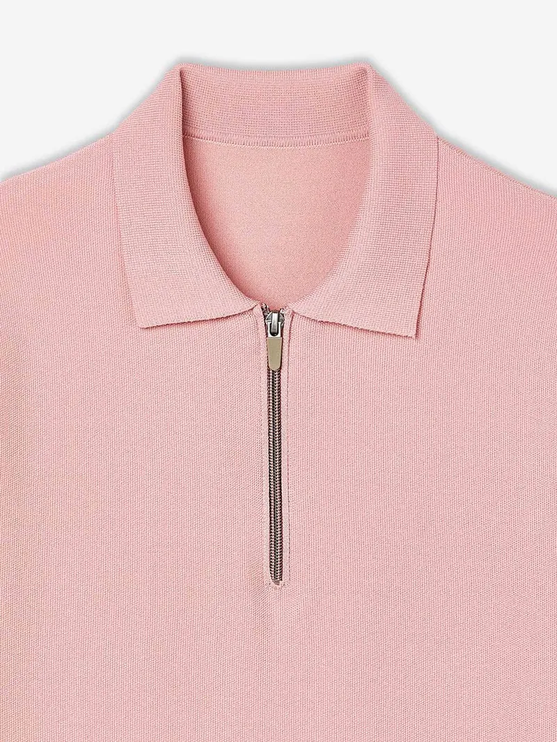 Polo maille col zippé