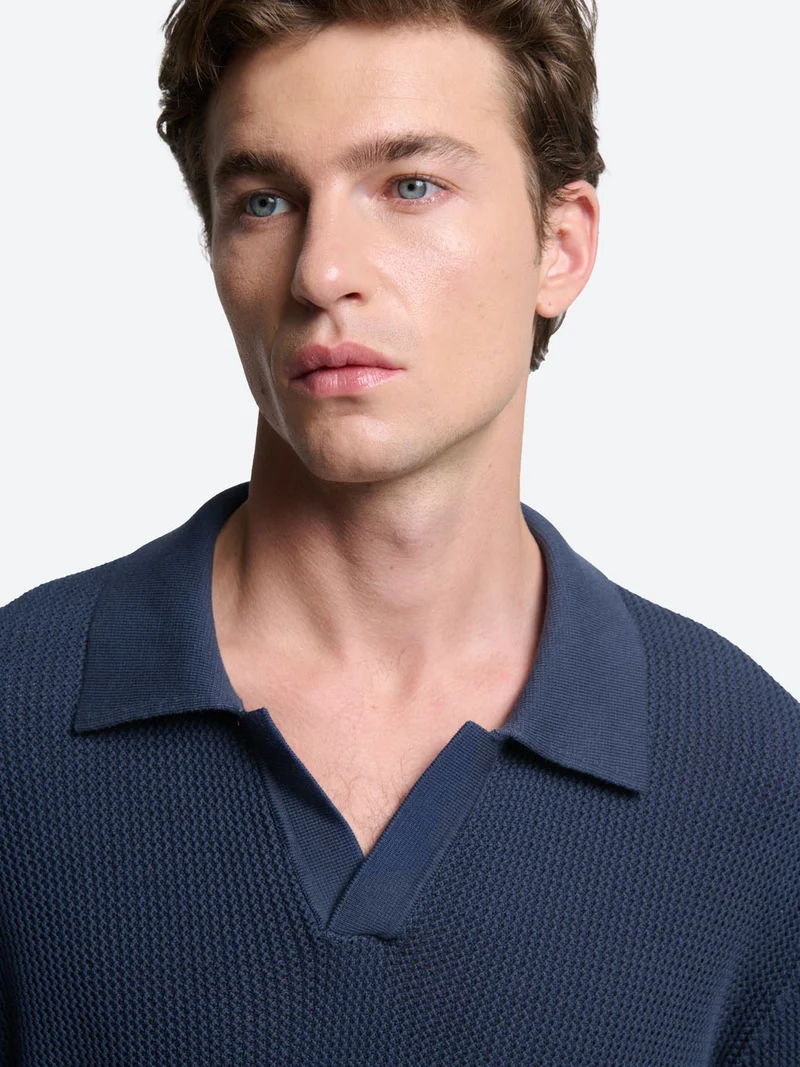 Polo maille col derby en coton bio
