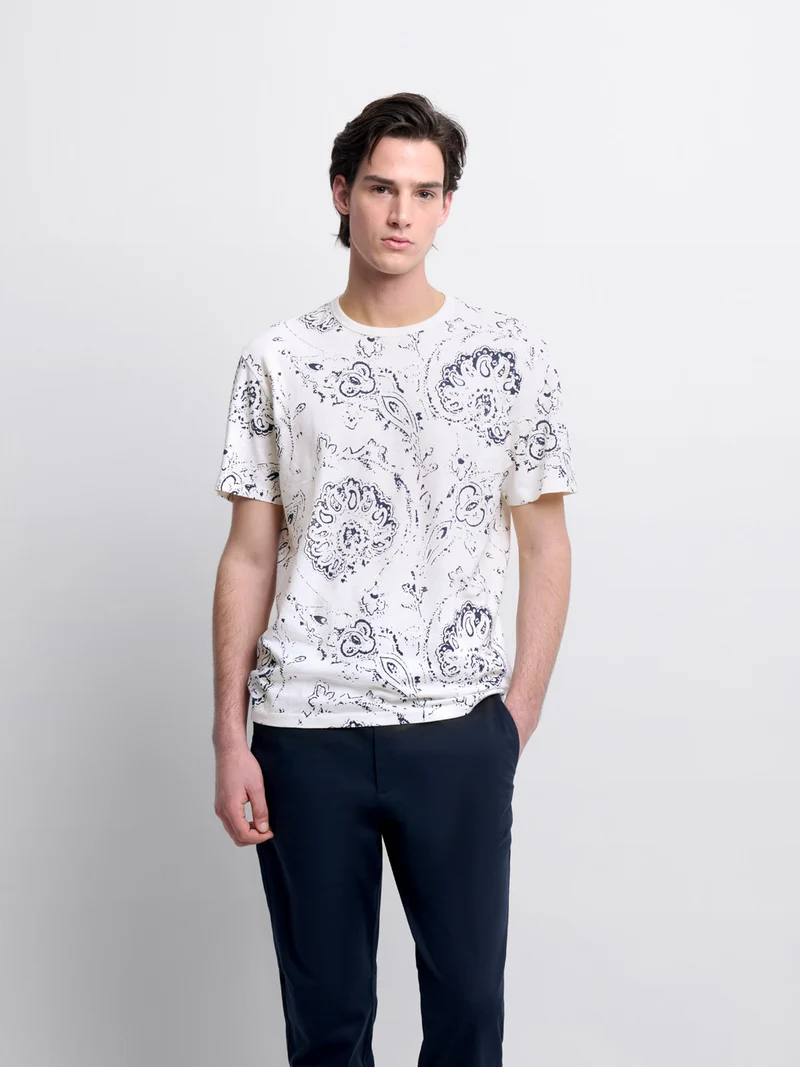T-shirt col rond à motifs