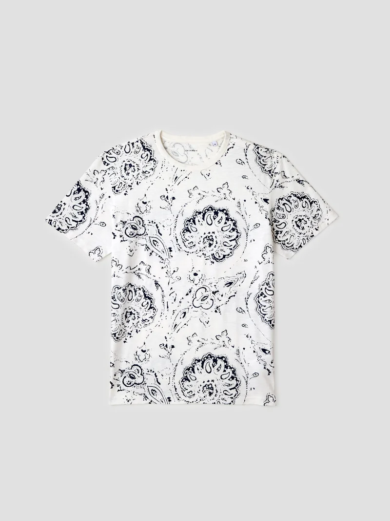 T-shirt col rond à motifs