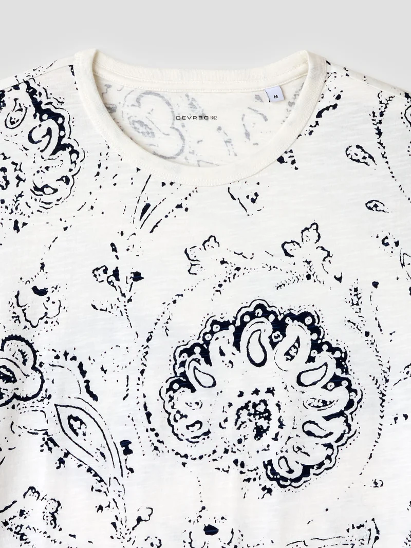 T-shirt col rond à motifs