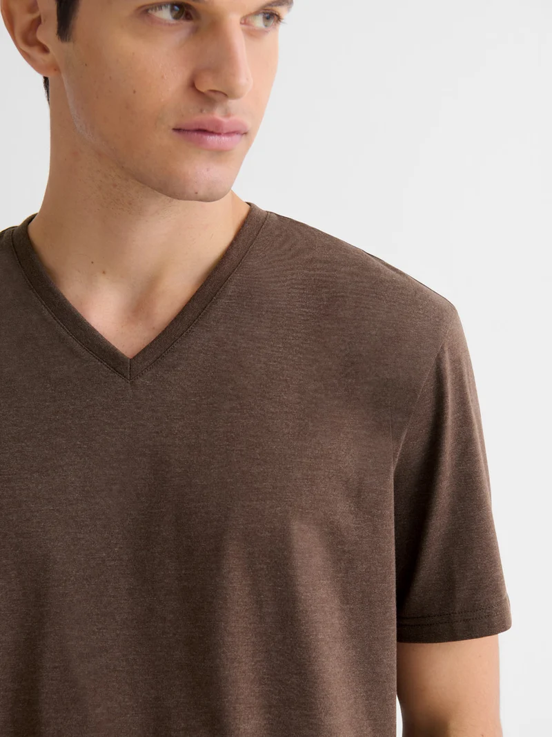 T-shirt col V mélange coton Supima®
