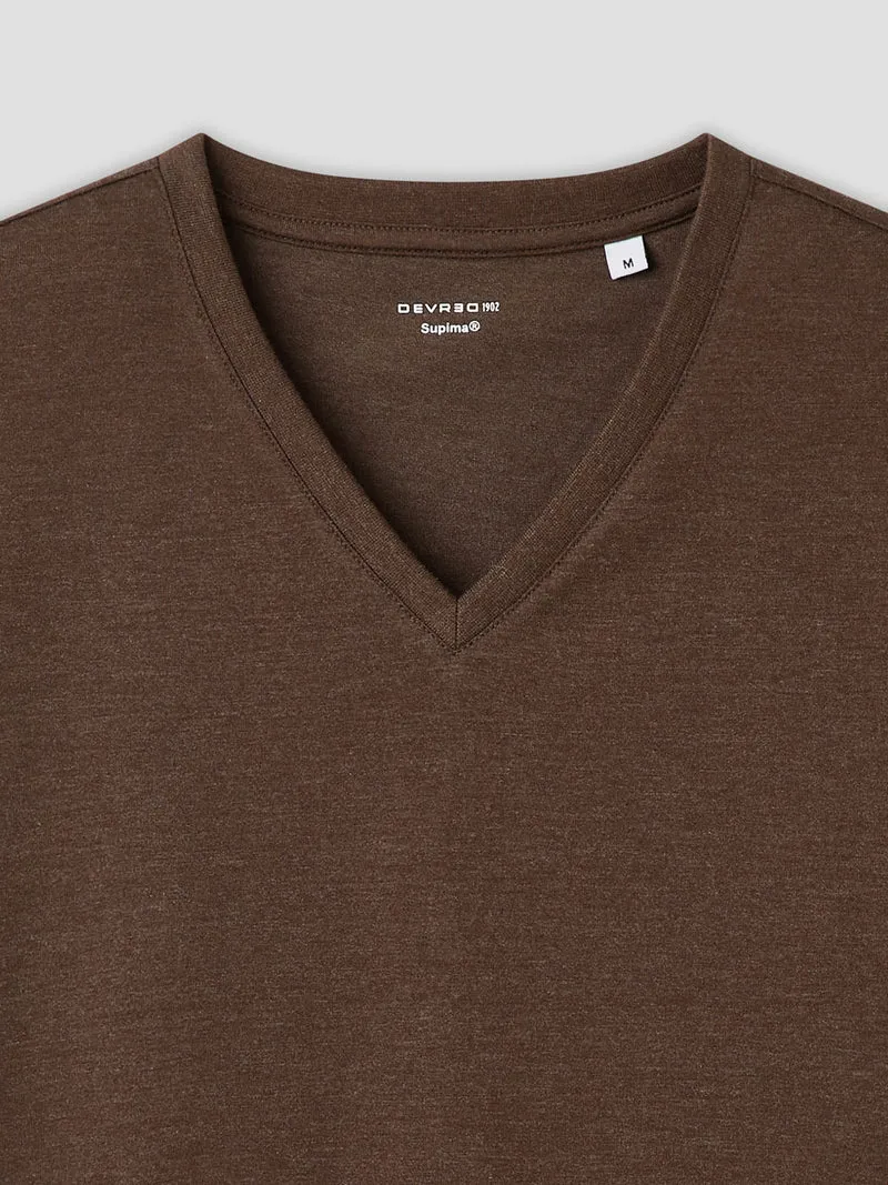 T-shirt col V mélange coton Supima®