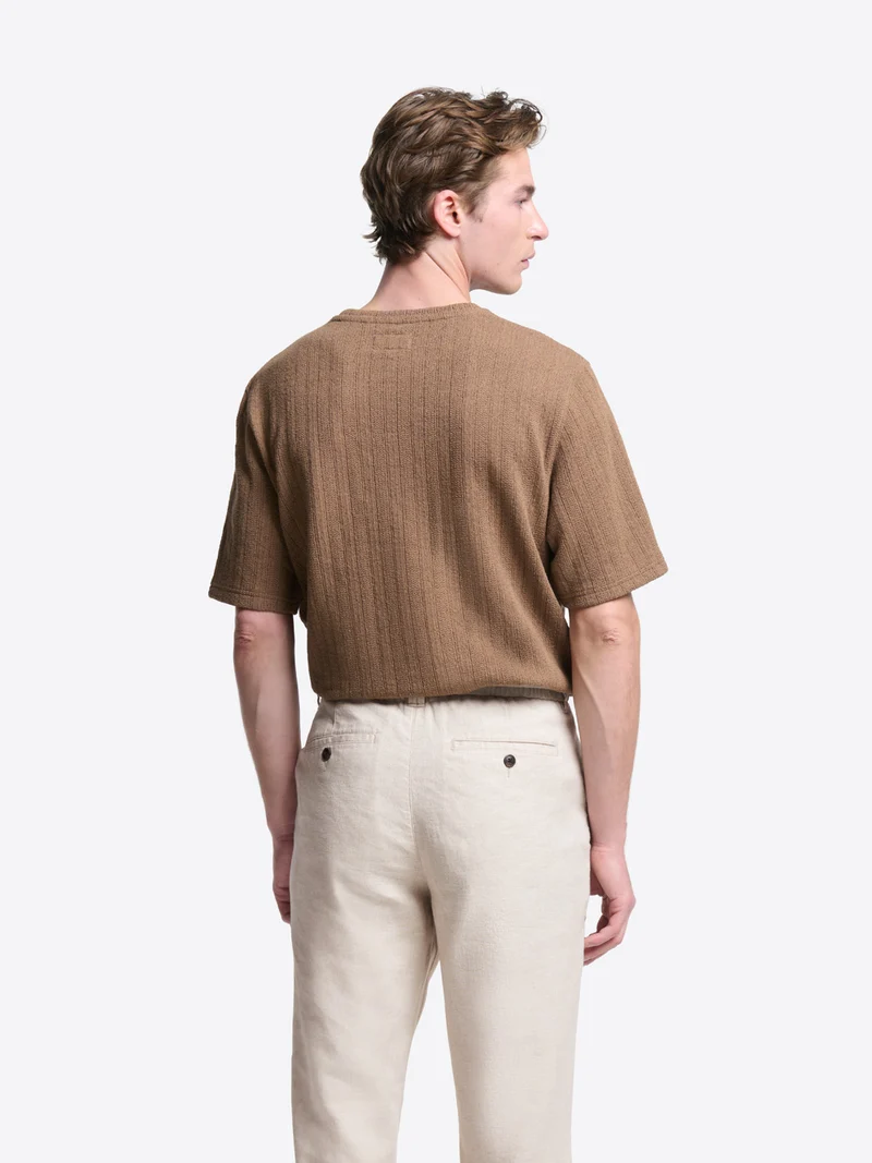 T-shirt col rond effet maille