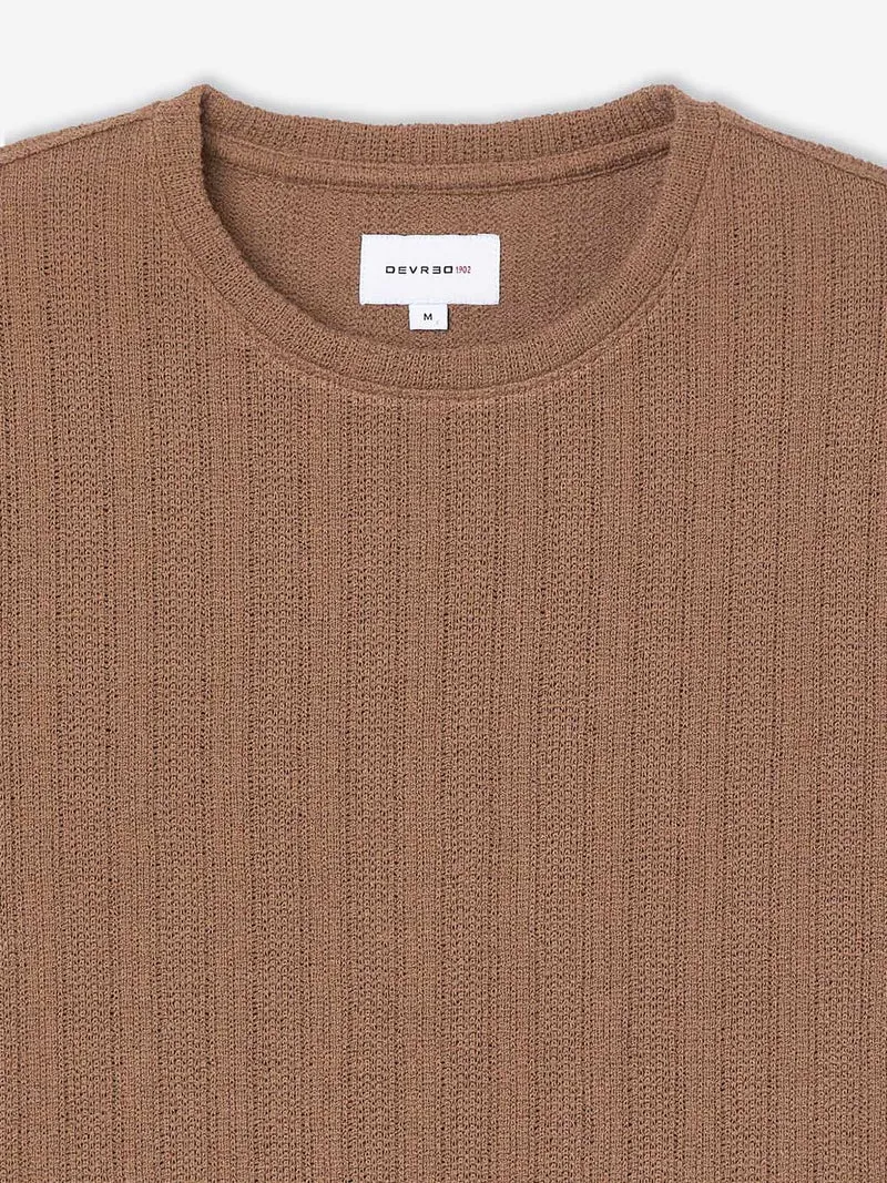 T-shirt col rond effet maille