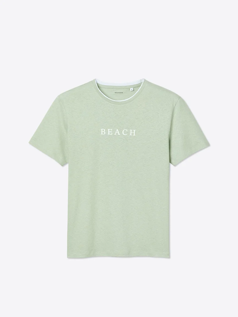 T-shirt col rond en coton lin