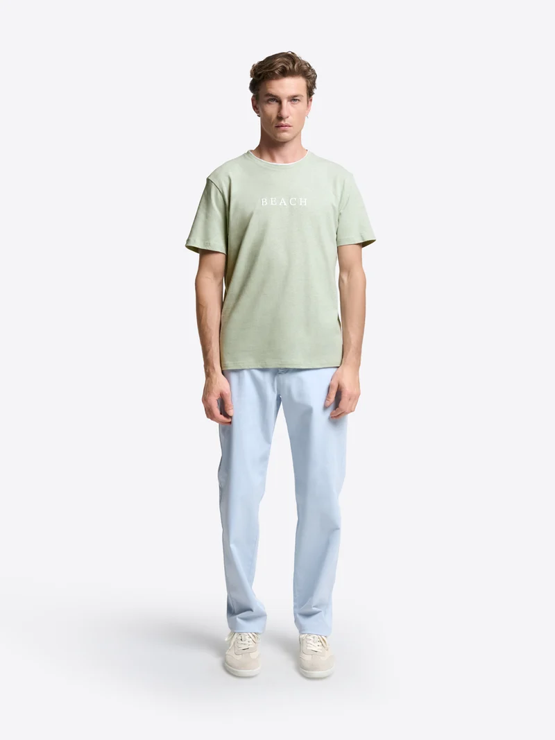 T-shirt col rond en coton lin