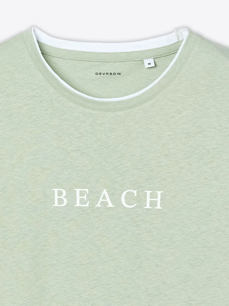 T-shirt col rond en coton lin