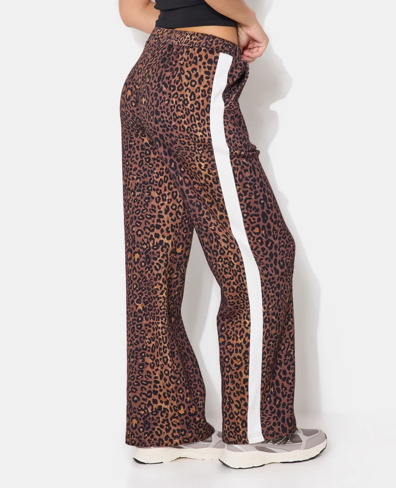 Pantalon de jogging léopard avec bandes contrastées