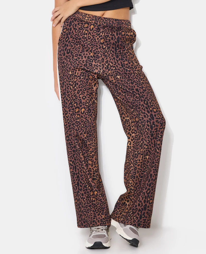 Pantalon de jogging léopard avec bandes contrastées