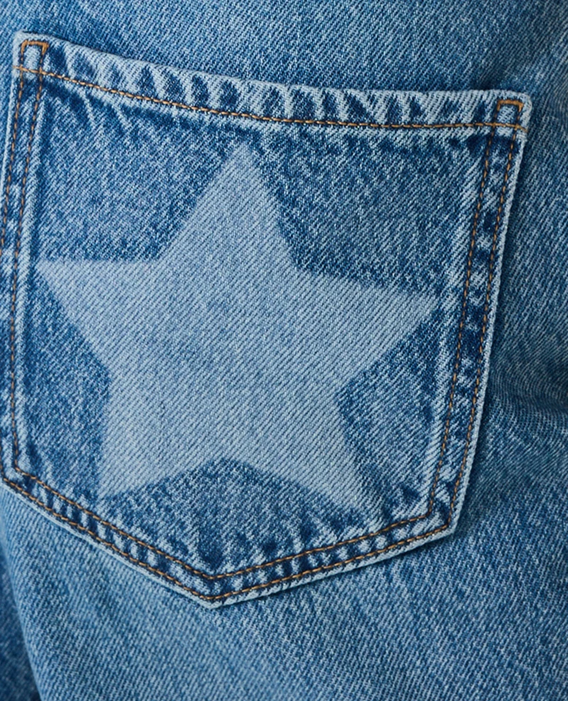 Jean wide taille basse avec étoiles