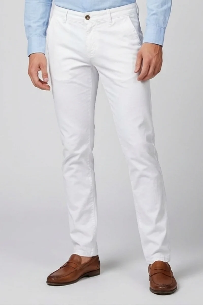 Cotton Stretch Man Pant White