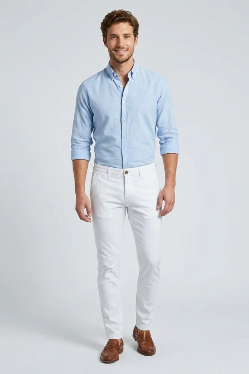 Cotton Stretch Man Pant White