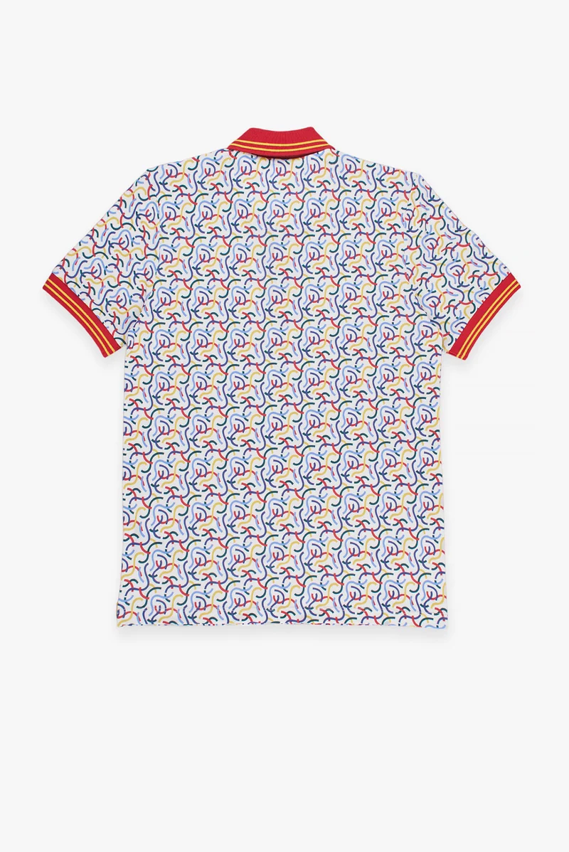 Piquet Man Polo White Red