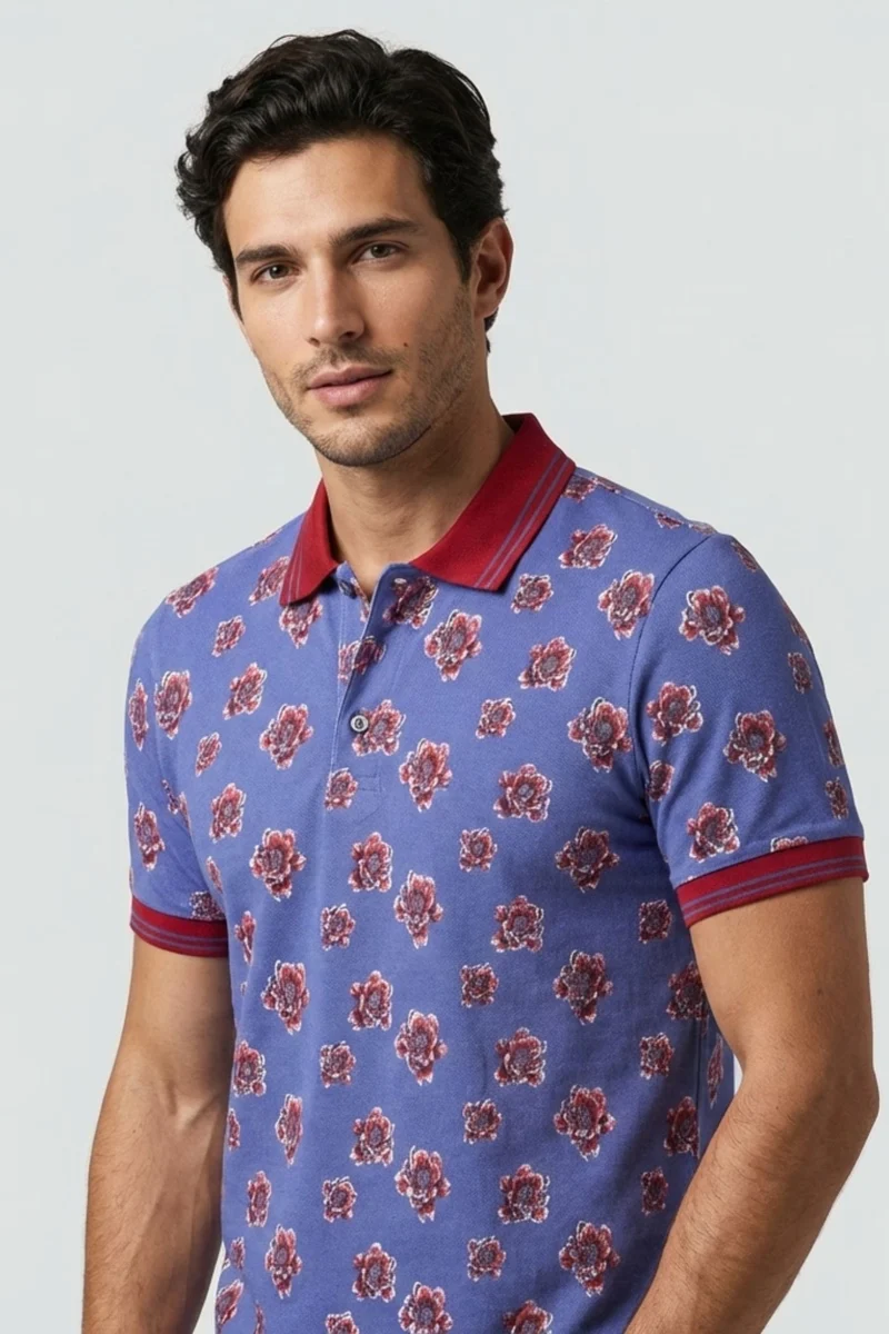 Piquet Man Polo Blue Red