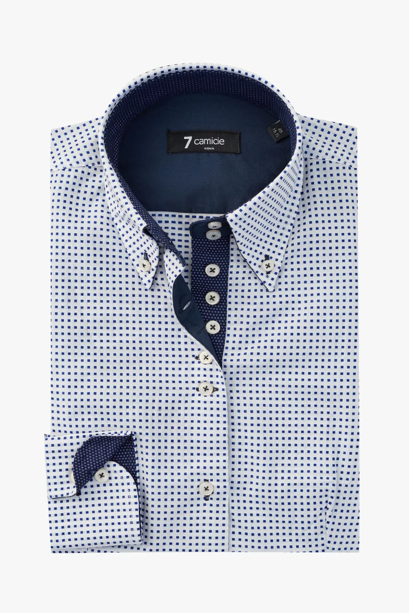 Silvia Iconic Jaquard Women’s Shirt White Blue