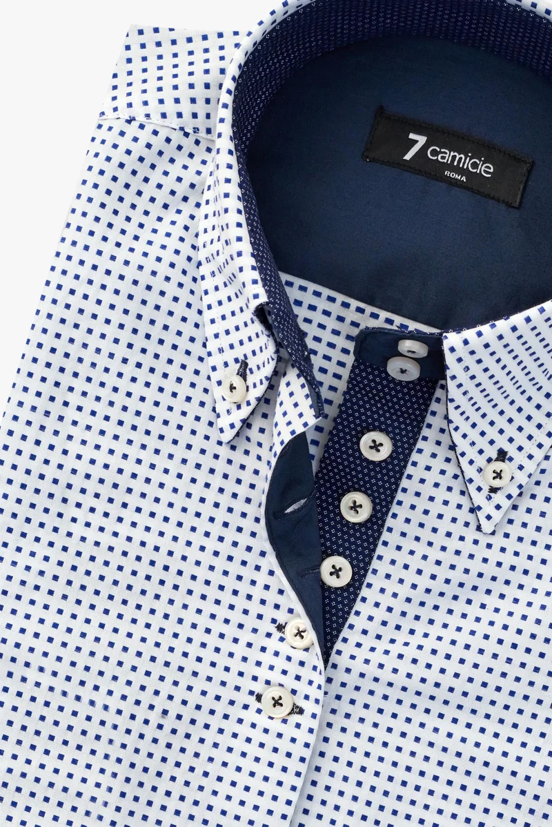 Silvia Iconic Jaquard Women’s Shirt White Blue