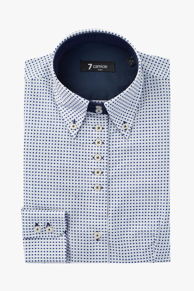 Silvia Iconic Jaquard Women’s Shirt White Blue