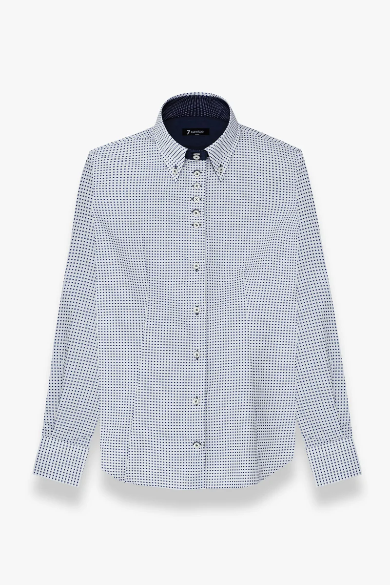 Silvia Iconic Jaquard Women’s Shirt White Blue