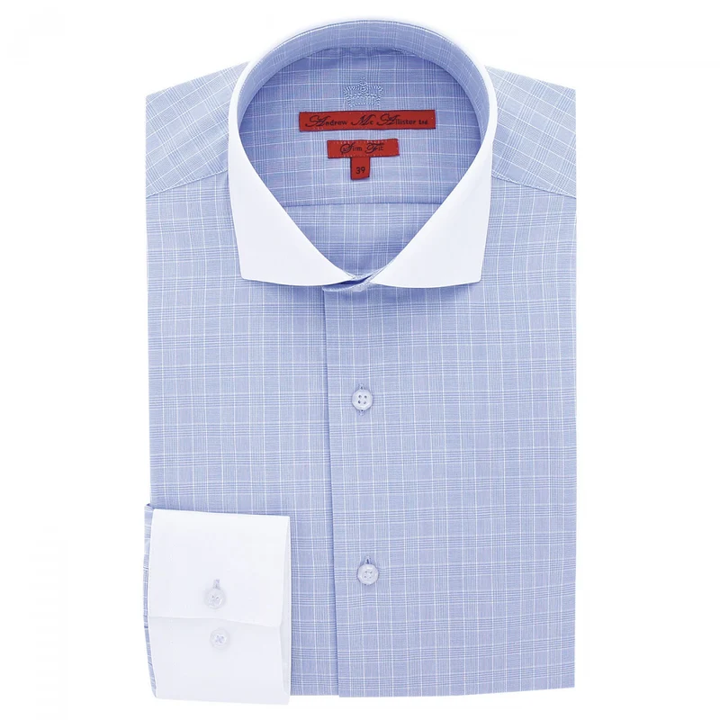Chemise homme mode col et poignets blancs coupe cintrée JOSH Andrew Mac Allister