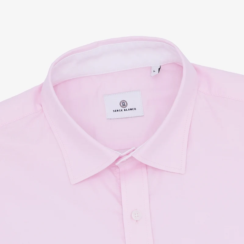 Chemise manches courtes tissu oxford rose