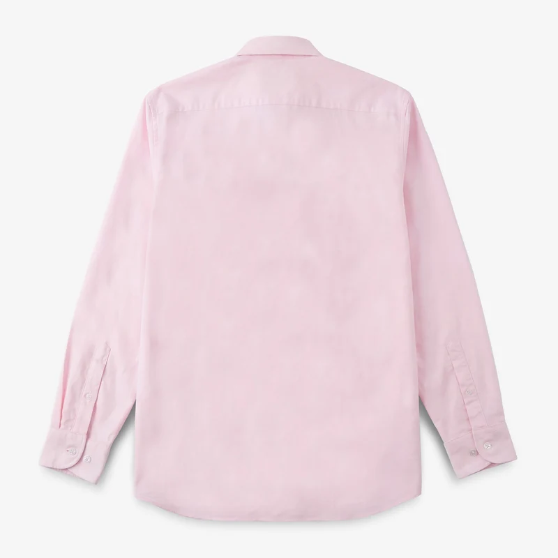 Chemise manches longues en coton oxford avec poche poitrine rose