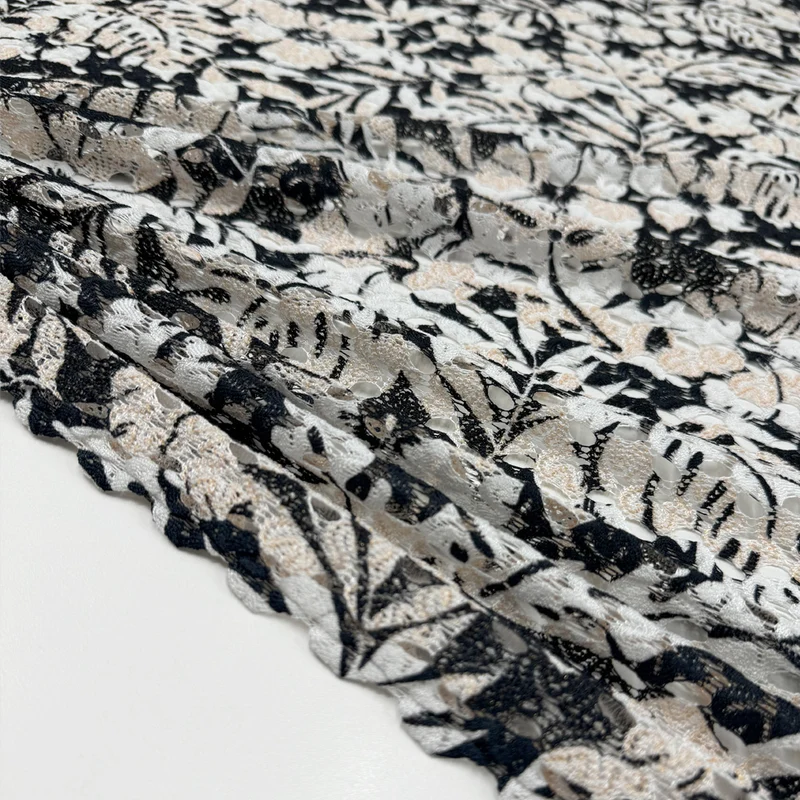 Tissu Dentelle Guipure, Coton - Métallisé, Ancona
