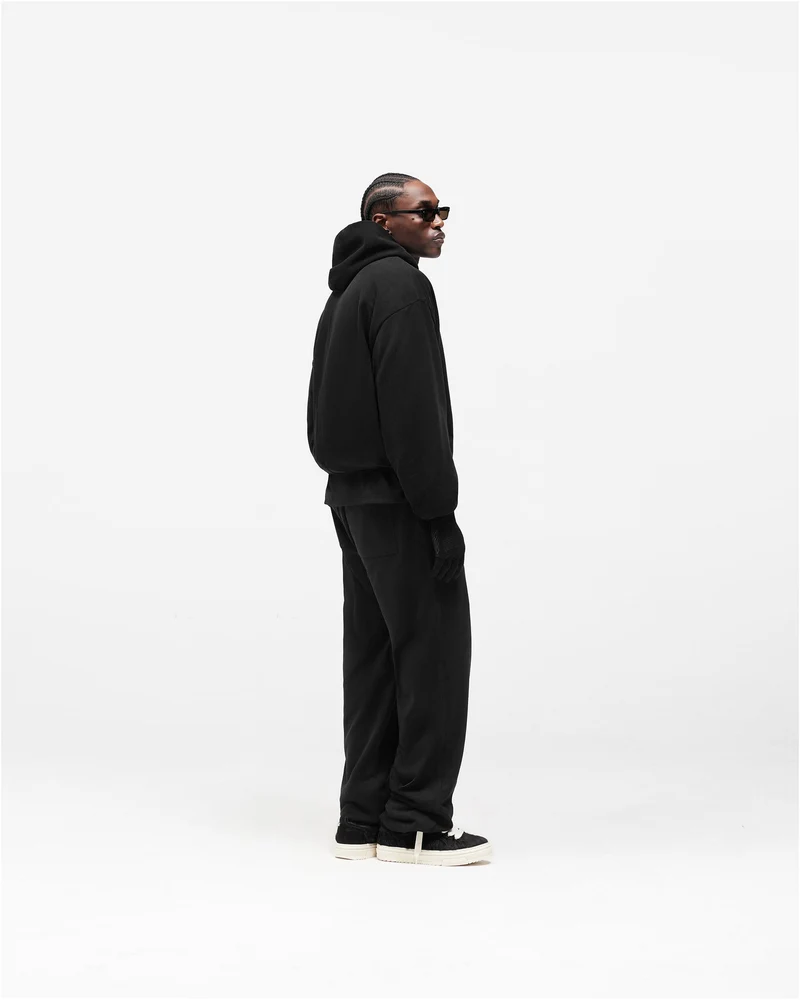 Dual Layer Script Hoodie - Jet Black