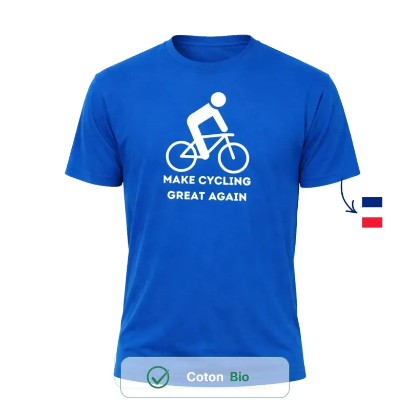T-shirt Homme bleu roi | Vélo "Make Cycling great again"