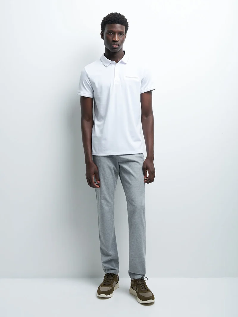 Chino slim en coton élasthane chiné