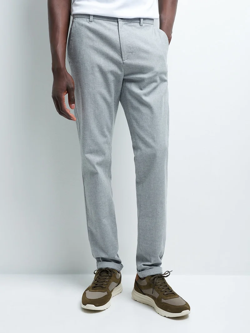Chino slim en coton élasthane chiné