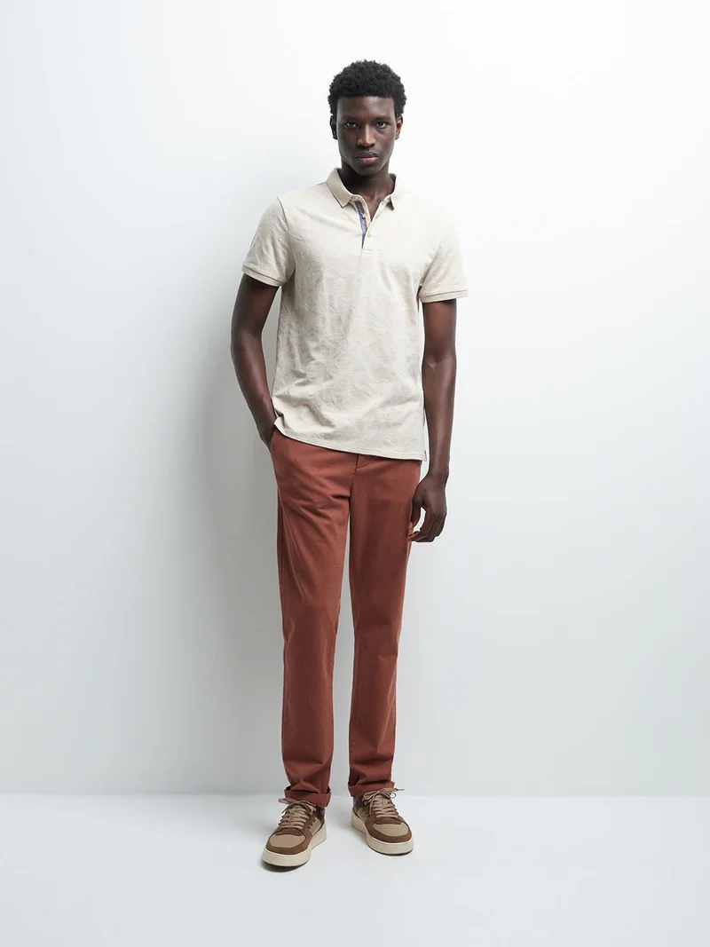 Chino slim en coton élasthane chiné