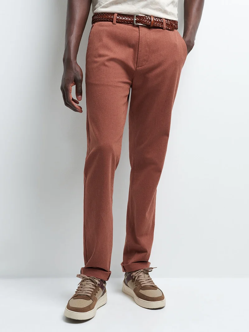 Chino slim en coton élasthane chiné