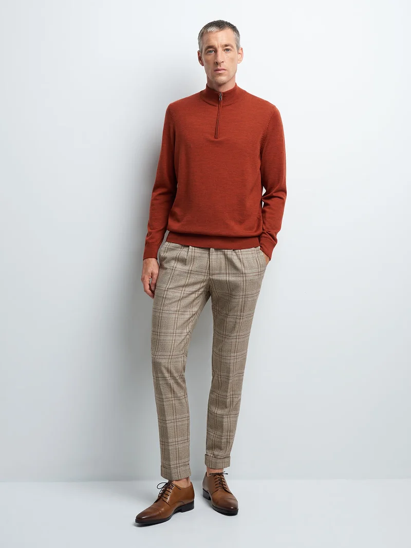 Pantalon en poly-viscose carreaux