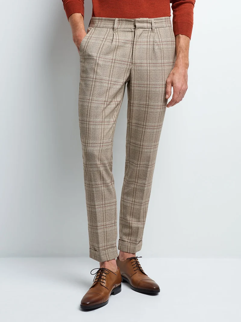 Pantalon en poly-viscose carreaux